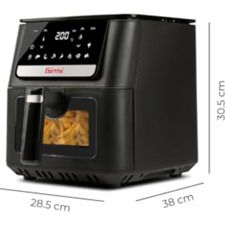 Girmi Heißluftfritteuse FG84 Ecofrit Crisp, 6,5 l, 1700W, 8 Programme, LCD Touch Display, Temperaturregler bis 200°C – Bild 3