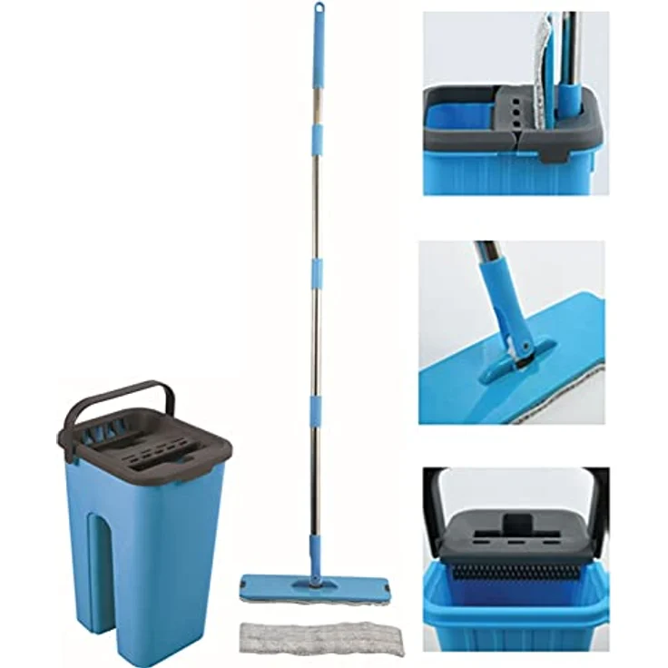 MSV Touchless Mop Selbstreinigungssystem Wischmopp inkl. Eimer 4 Liter Reinigung für alle Arten von Böden Fliesen Parkett Linoleum Laminat | Ersatzmop – Bild 2