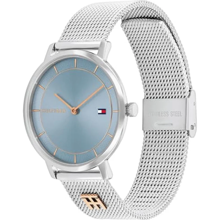 Tommy Hilfiger Tea Damenuhr Silber und Türkis Analog 1782738 - Edelstahl, Quarzwerk, wasserdicht bis 3 ATM, Mesh-Armband – Bild 2