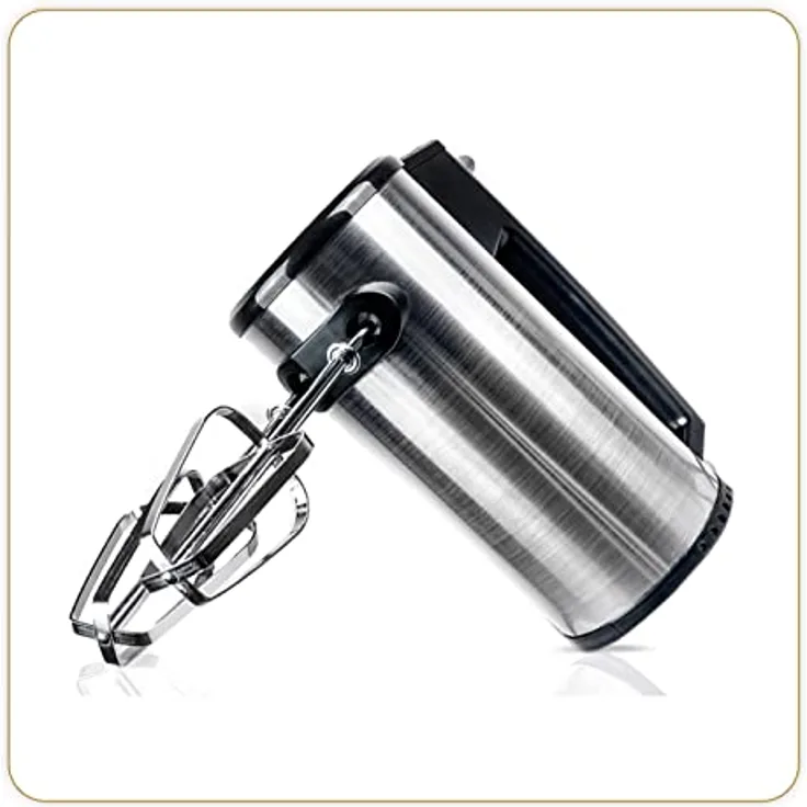 LITTLE BALANCE 8460 Elegance Edelstahl 400, Elektrischer Handmixer, 2 Schneebesen und 2 Knethaken, 400 W, Edelstahl