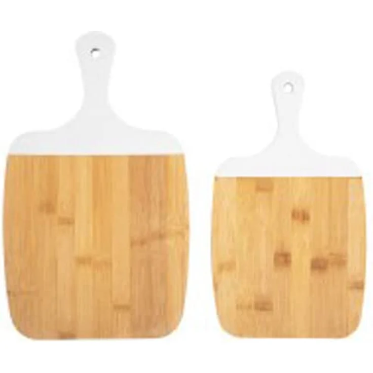 Present Time Gourmet Schneidebrett-Set, aus Bambusholz mit farbigen Griffen, Weiss – Bild 2