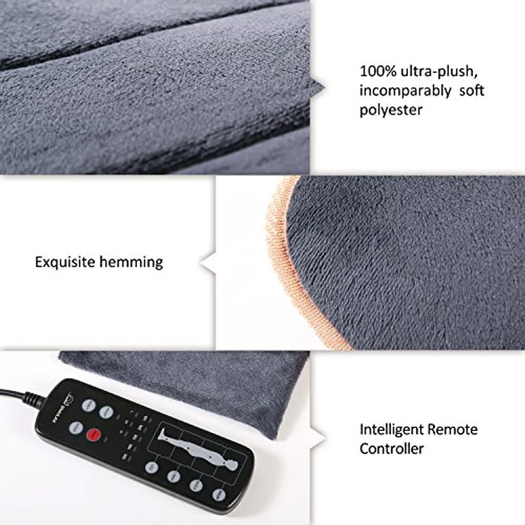Snailax Massagematte mit Wärmefunktion, Massageauflage Heizkissen mit Wärme, 10 Vibrationsmotoren und 4 Therapieheizkissen,Elektrische Ganzkörpermassagegerät mit umschaltbarer Wärmefunktion, Geschenke – Bild 5