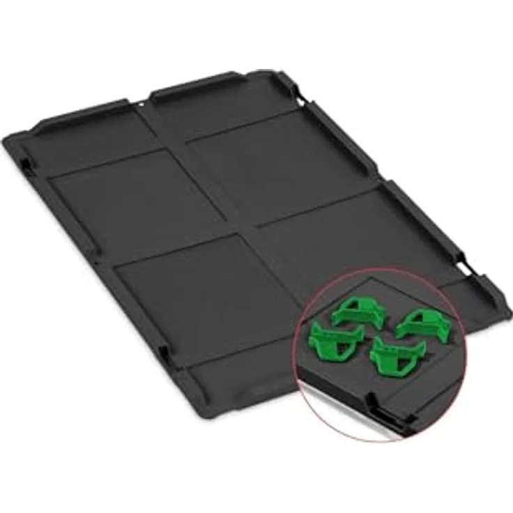 PROREGAL Eurobox NextGen Color SuperSparSet 4x, Transportbox schwarz mit Auflagedeckel & grünen Griffen, 44L, HxBxT 22x40x60cm – Bild 2