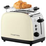 Russell Hobbs Toaster [für 2 Scheiben] Colours Plus Edelstahl Creme (extra breite Toastschlitze, inkl. Brötchenaufsatz, 6 Bräunungsstufen + Auftaufunktion, Lift & Look-Funktion, 1600W) 26551-56