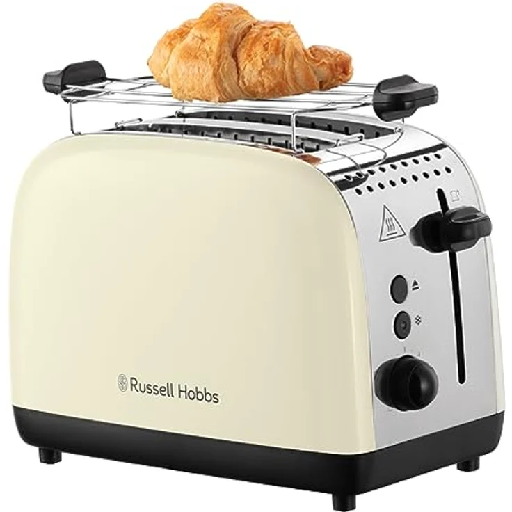 Russell Hobbs Toaster [für 2 Scheiben] Colours Plus Edelstahl Creme (extra breite Toastschlitze, inkl. Brötchenaufsatz, 6 Bräunungsstufen + Auftaufunktion, Lift & Look-Funktion, 1600W) 26551-56 – Bild 1