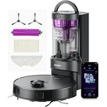 EUREKA E20 Plus Saug- & Wischroboter + beutelloser Multi-Zyklon Absaugstation, schwarz (Duo-KI-3D-Hindernisvermeidung & Night Vision, 8000Pa, bis zu 300m2, Anti-Haarverhedderung, App- & Sprachsteuerung)