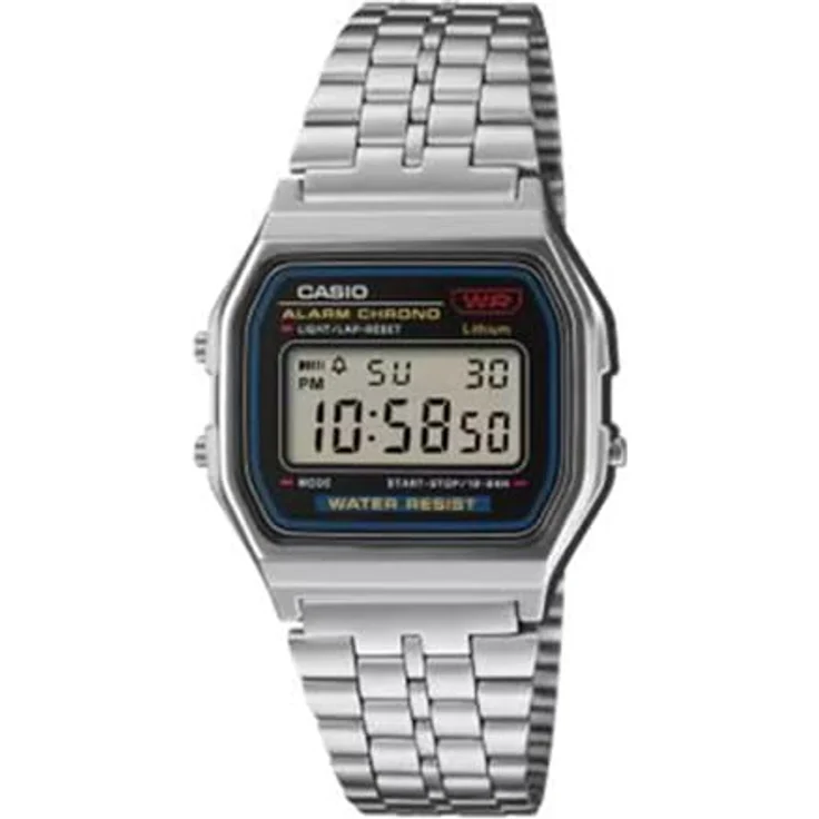 Casio A159WE-1EF, Vintage Iconic Armbanduhr für Damen und Herren, digitales Zifferblatt, Edelstahlarmband, Alarm und Beleuchtung – Bild 2