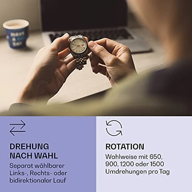 St. Gallen ll Premium Uhrenbeweger 4 Geschwindigkeiten 3 Rotationsmodi Blau – Bild 4