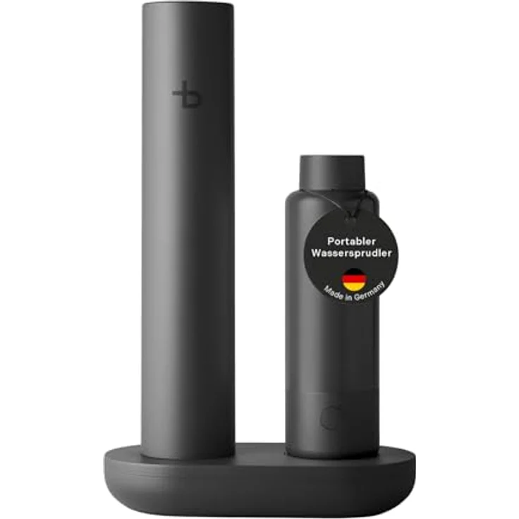 bottleplus Trinkflasche mit Wassersprudler Funktion, 600ml für bis zu 6 Liter Sprudelwasser, graphite – Bild 1