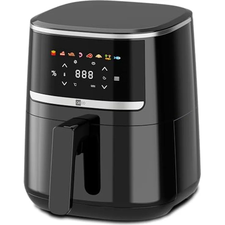 aeco COMPACT AirFryer 4,3 Liter, Heißluftfritteuse mit digitalem Touch-Display, 1500 Watt, 80°-200° einstellbar, 8 Programme, inkl. Rezeptheft, platzsparendes Design – Bild 3