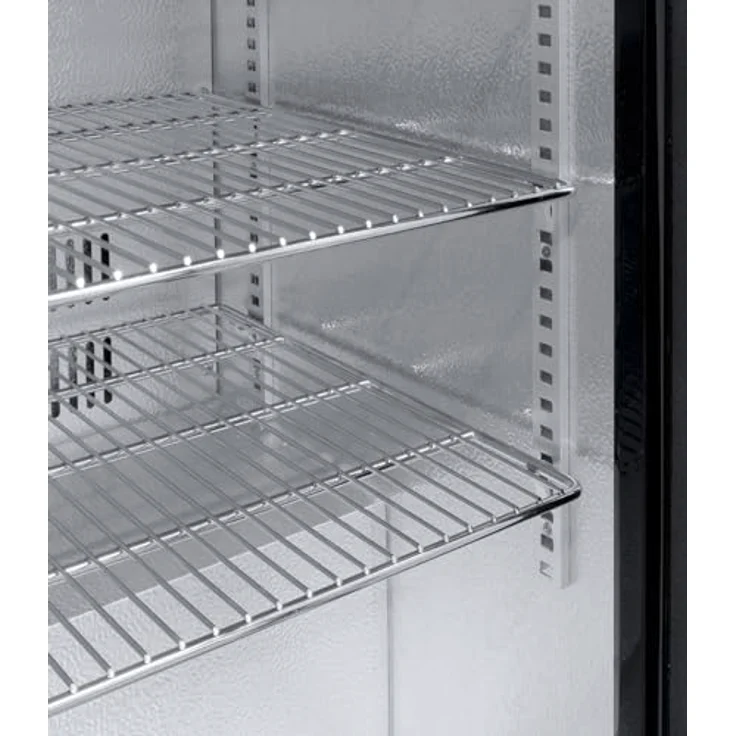 METRO Professional Getränkekühler GBC1002, Getränkekühlschrank mit 2 Glastüren, 200 L Fassungsvermögen, 6 verstellbaren Einlegeböden, Energieklasse D, Temperaturbereich: 0 bis +10°C, Schwarz – Bild 4