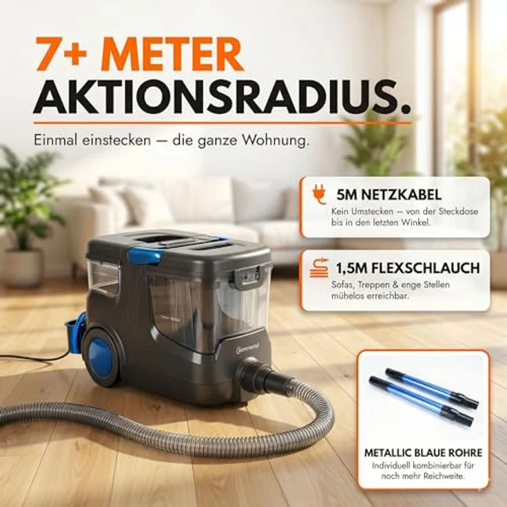 Sommertal HYDRO 9000 MAX, Teppichreinigungsgerät mit 1000W, Dampfsauger und Nasssauger, 20 kPa, 2-Tank-System, umfangreiches Zubehör – Bild 6