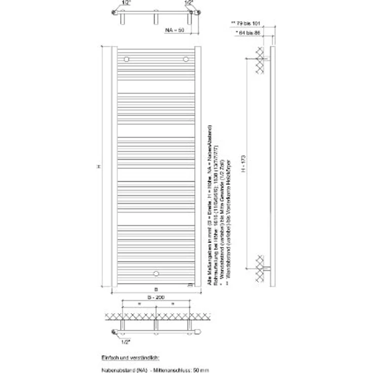 Ximax Badheizkörper Hektor MAV, 60 x 161,6 cm, 904 W Wärmeleistung, idealer Handtuchwärmer – Bild 3