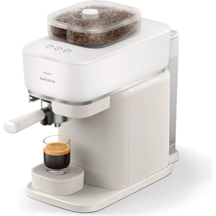 PHILIPS baristina Espressomaschine Bean swap BAR320/00, Mahlwerk für ganze Bohnen, doppelter Bohnenbehälter, 16 bar Pumpendruck, naturweiß – Bild 1