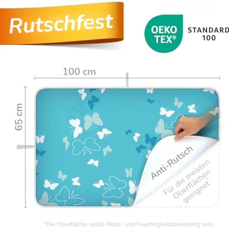 smart&gentle Bügelmatte 100x65cm für Dampfbügeleisen, rutschfeste Bügelunterlage mit Hitze- und Feuchtigkeitsschutz, Designed in Germany – Bild 2