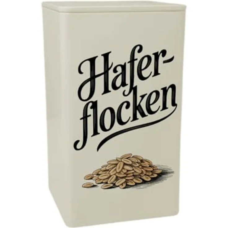 speecheese Haferflocken Vintage Vorratsdose 900ml, nostalgisches Metalldesign mit eleganter Kalligrafie und kunstvoller Illustration