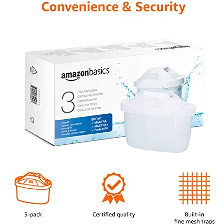 Amazon Basics Wasserfilterkartusche, Brita Maxtra+ Compatible | mit einem Tischwasserfilter von Amazon Basics oder den BRITA-Modellen MAXTRA/MAXTRA+/PerfectFit, 3 Stück (1er Pack) – Bild 3
