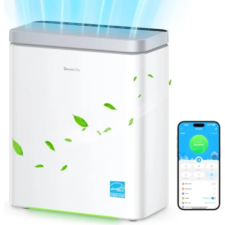 GoveeLife Smart Luftreiniger GHA-300, HEPA-Filter für große Räume bis 97 m², PM2.5-Monitor, App- und Alexa-Steuerung, Turbomodus, automatische Luftqualitätsregelung, ideal für Allergiker