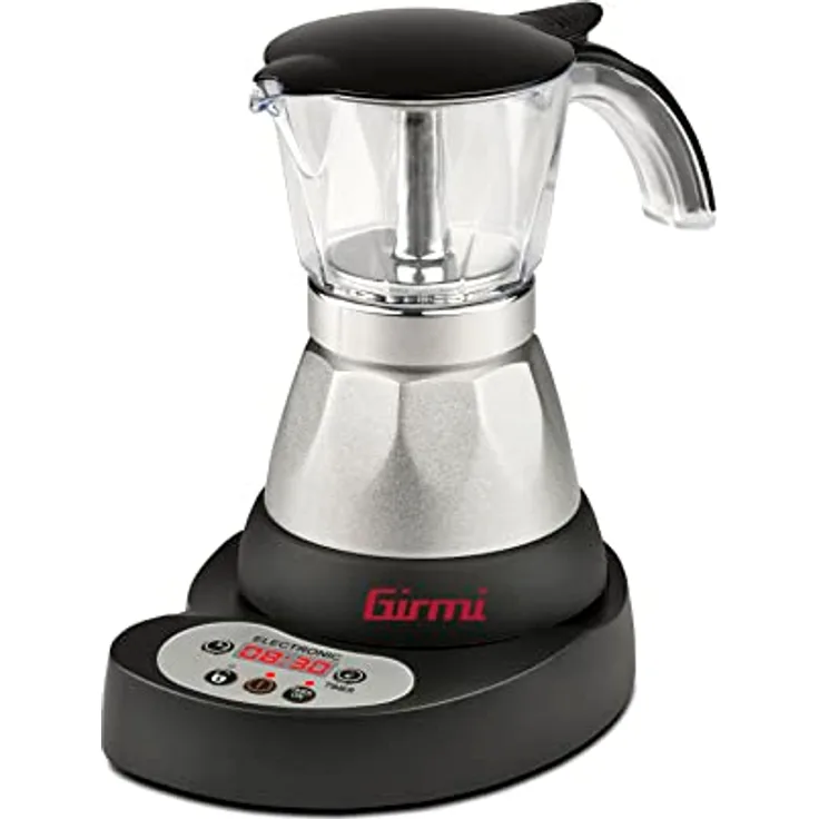 Girmi MC23, Programmierbare elektrische 3-Tassen-Kaffeemaschine mit Timer und Transparente Krug, Schwarz, Silber