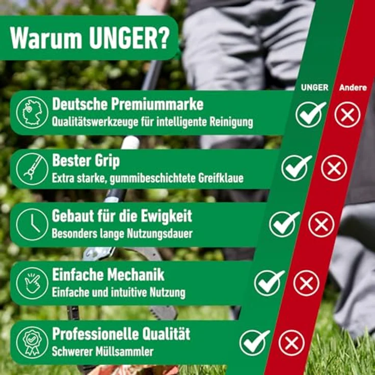 Unger NiftyNabber Pro Müllzange (52 cm lang, Allzweckgreifer, Stahlrohr, Abfallgreifer, Öffnungsmaß Klauen 15 cm) NN400 – Bild 7
