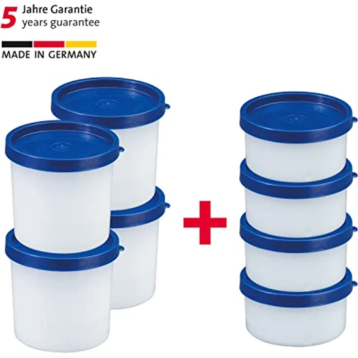 Westmark 8 Kräuter-/Gefrierdosen, inkl. Deckel, Füllvolumen: 4x100ml, 4x200ml, stapelbar, Kunststoff, Trio, Farbe: Transparent/Blau, 258422E6 – Bild 2