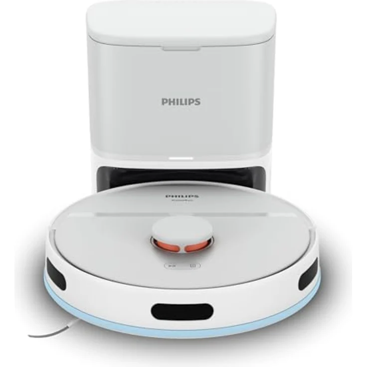 Philips HomeRun Serie 2000: 2-in-1 Saug- und Wischroboter, 130 Minuten Laufzeit, Lasernavigation, Teppichboost, Absaugstation, App-gesteuert, Arktikweiß – Bild 2
