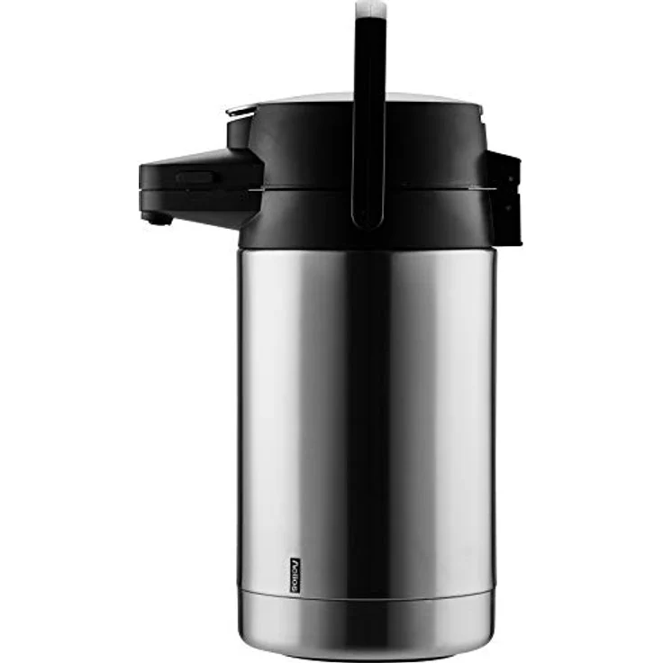 Helios Pump-Isolierkanne Coffeestation, 2,5 Liter, Edelstahl, Einhandbedienung – Bild 1