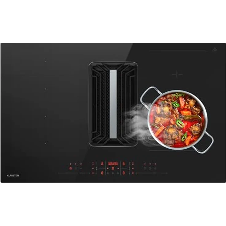 Klarstein AirJet Hybrid DSM_Airjt.Hybri_83BK, Induktionskochfeld mit integriertem Dunstabzug, 4 Zonen, 12 kW, Touch-Bedienung, schwarz – Bild 1