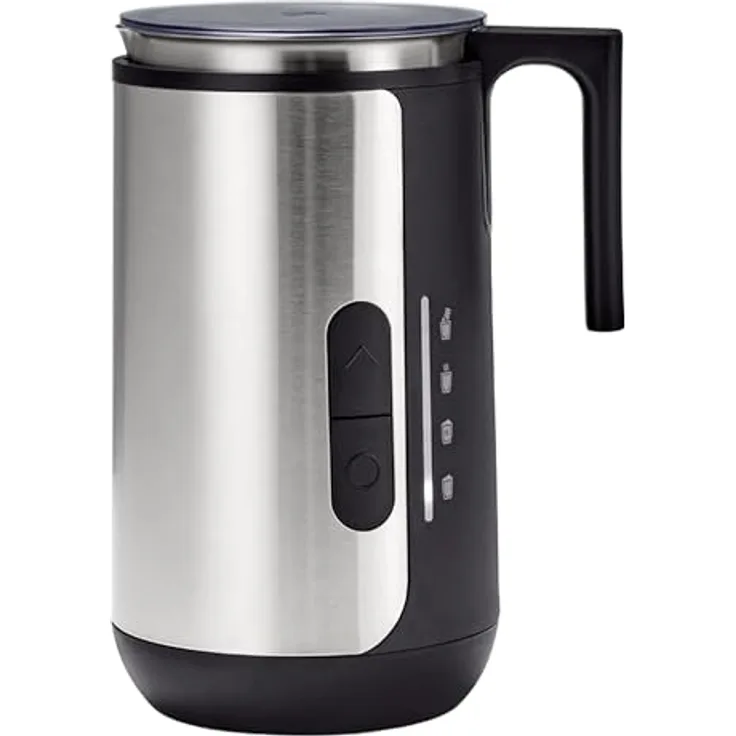 Tchibo Induktions-Milchaufschäumer, 4 Funktionen für warmen & kalten Milchschaum, spülmaschinengeeigneter Rührbehälter, rostfreier Edelstahl, Schwarz