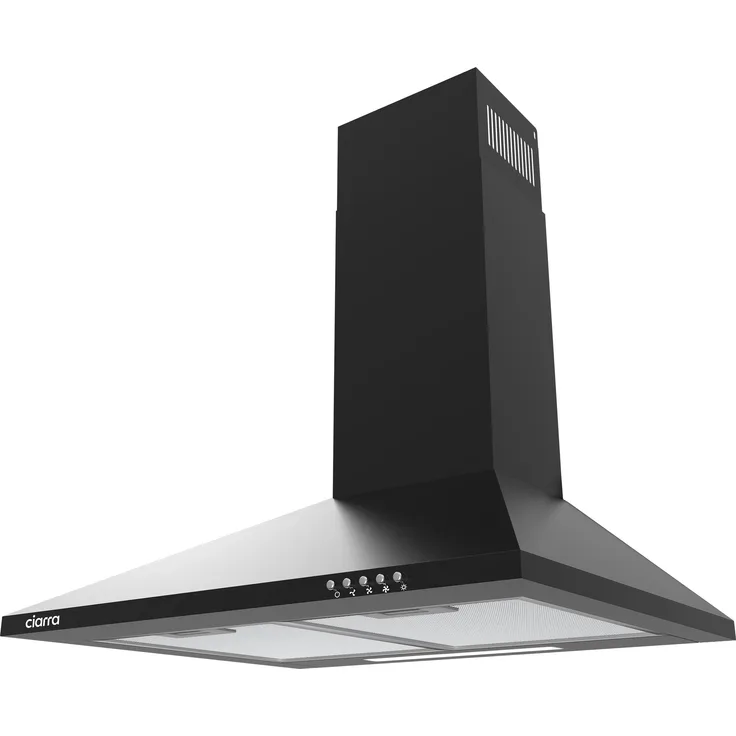CIARRA CAB6201A Dunstabzugshaube 60 cm, 370 m³/h Wandhaube mit Umluft & Abluft, Energieeffizienzklasse A, Schwarz