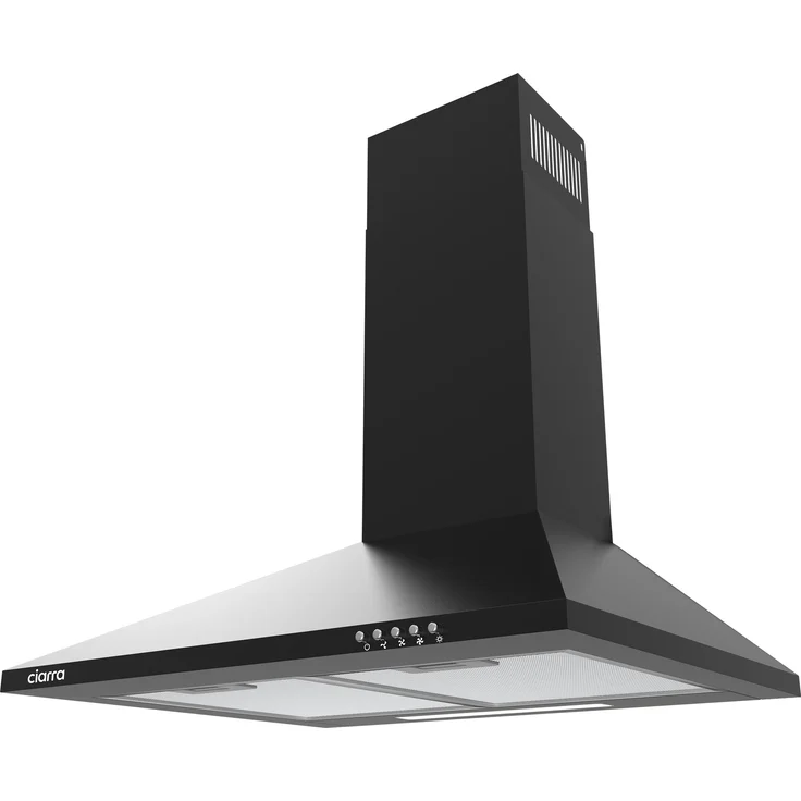 CIARRA CAB6201A Dunstabzugshaube 60 cm, 370 m³/h Wandhaube mit Umluft & Abluft, Energieeffizienzklasse A, Schwarz