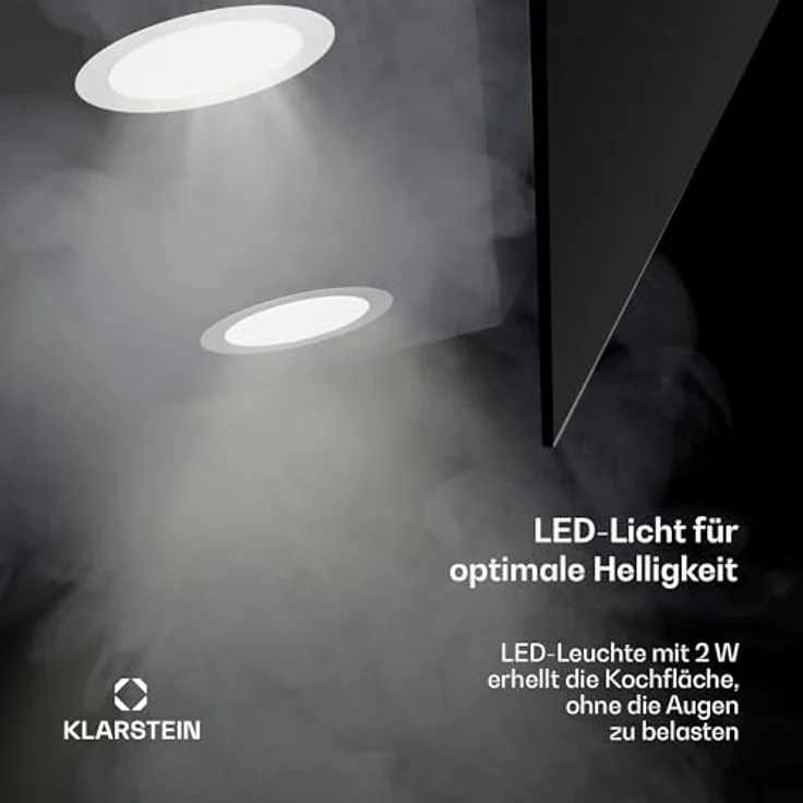 Klarstein Alina Dunstabzugshaube, EEK A, Touchpanel, LED-Beleuchtung, Abluft/Umluft, 615 m³/h, Schwarz – Bild 5