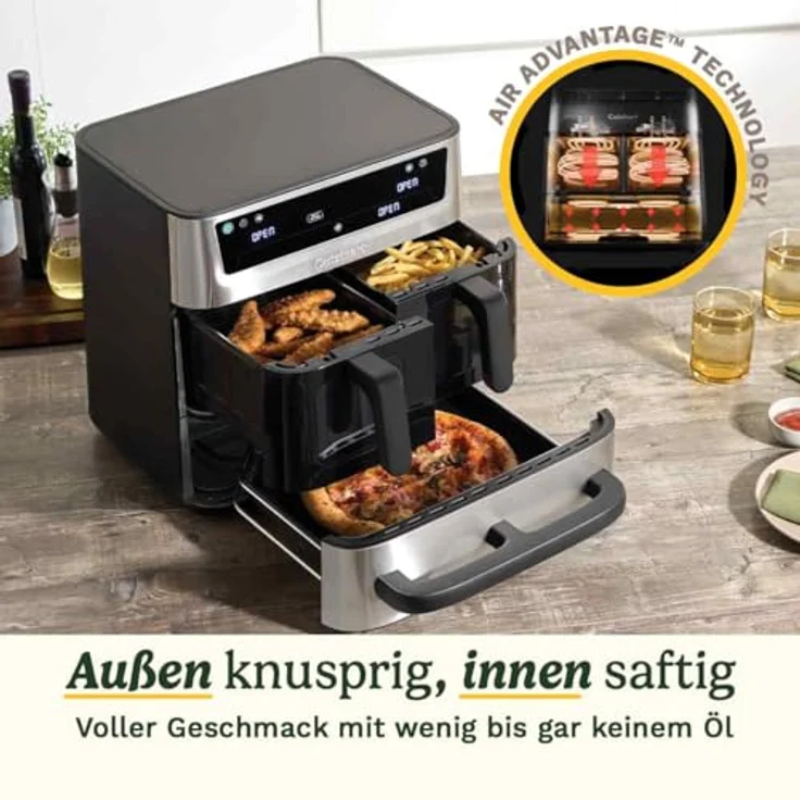 Cuisinart Tri Zone 13,6L Heißluftfritteuse & Ofen, PFAS-frei, 3 Zonen, 2×4,3L Körbe + 5L Schublade, 9-in-1: Frittieren, Backen, Grillen, Dörren, Pizza, Toast, Sync & Match – Bild 5