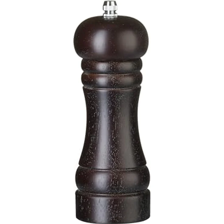 HENDI Salzmühle, Salzstreuer mit Keramik-Mahlwerk, einstellbar, 57x(H)165mm, dunkel Holz, ergonomische Form