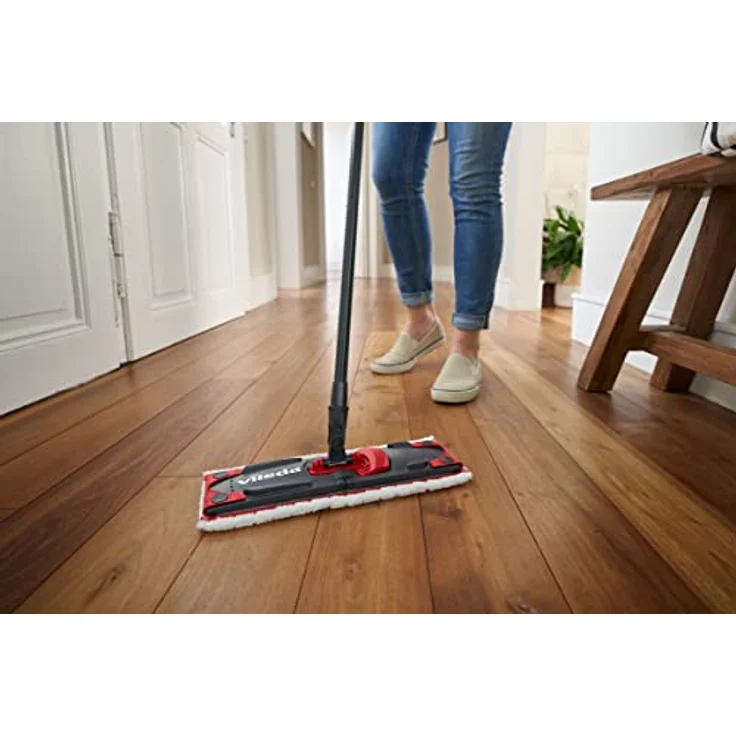 Vileda Ultramax Bodenwischer Komplett Set, Sensitive Bezug inkl. 2 Ersatzbezüge und Eimer mit Powerpresse, Wischmopp mit Stiel, für sensible Böden, Stiellänge 75-130cm, Eco-Verpackung – Bild 2