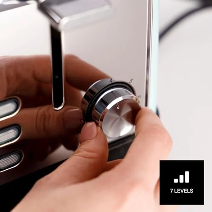 Taurus Toaster Vintage II Mint, 950 W, 2 Schlitze, 7 Bräunungsstufen, Edelstahlgehäuse, Retro-Design – Bild 3