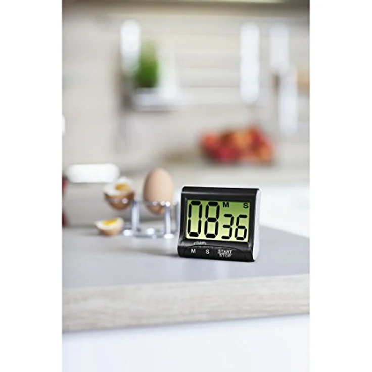 Xavax Digitaler Küchentimer mit Timer- und Stopp-Uhr-Funktion (Befestigung via Magnet, Clip, Hänger oder Aufsteller) batteriebetrieben, schwarz – Bild 4