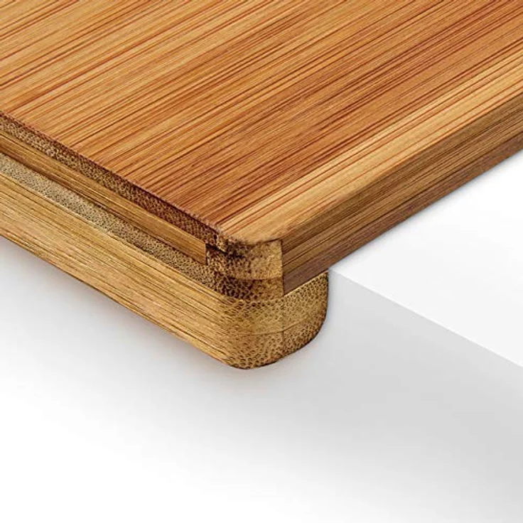 Relaxdays Tranchierbrett aus Bambus H x B x T: ca. 2,5 x 38 x 45 cm Schneidebrett mit doppelter Anschlagkante beidseitig verwendbar Küchenbrett besonders messerschonend großes Holzbrett robust, natur – Bild 5