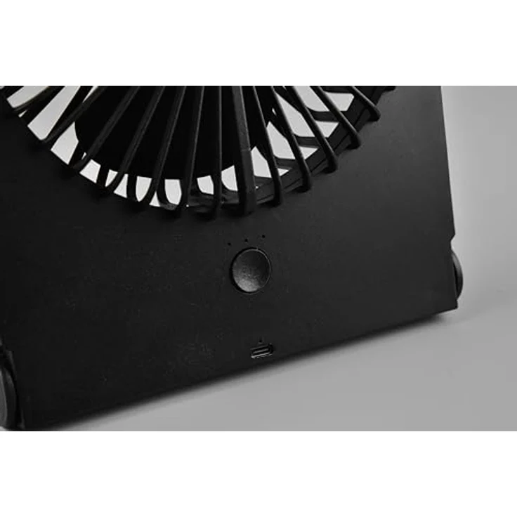 Reality Leuchten BREEZY, Tischventilator mit Akku, leise, 3 Geschwindigkeitsstufen, USB-C, Schwarz, Höhe 23cm – Bild 3