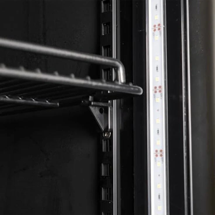 GastroHero Getränkekühlschrank GKS-160 Slim, abschließbarer Flaschenkühlschrank mit Glastür & LED-Beleuchtung, schwarz, 160 Liter, 200.3 cm hoch, 44.8 cm breit – Bild 7