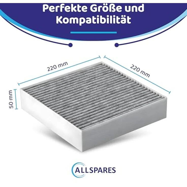 AllSpares Long Life Ersatzfilter für Oranier P220, Aktivkohlefilter für Umluft-Dunstabzugshauben, Geruchsfilter 220 x 220 x 50 mm (2er Pack) – Bild 2