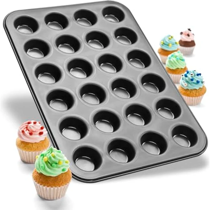 Zenker Mini-Muffinform 24er Backblech (Ø 4,5 cm), für saftige mini Muffins & Cupcakes, Muffinblech, flach & antihaft-beschichtet, Maße: 38,5 x 26,5 x 2 cm – Bild 5