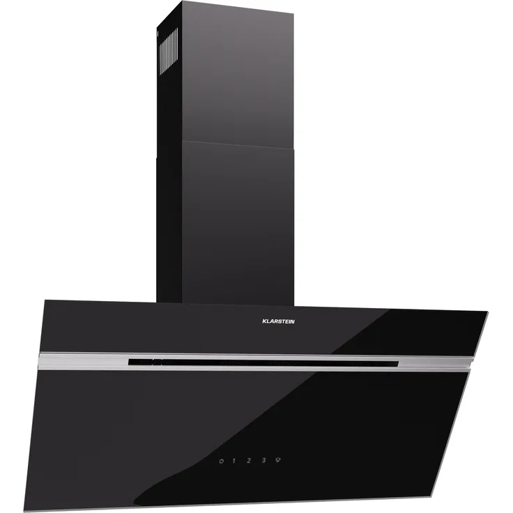 Klarstein Alina Dunstabzugshaube 80cm, Kopffreihaube mit 600 m³/h Luftstrom, Touch Control, A Energieeffizienz, LED-Beleuchtung, Umluft & Abluft, Schwarz