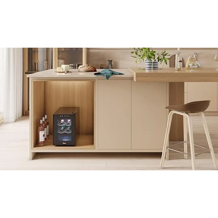 Tristar Thermoelektrischer Weinkühlschrank Grande Saignée WR-7506, für 6 Flaschen, leise, Glastür, 3 Ebenen, LED-Touch-Screen, Innenbeleuchtung – Bild 2