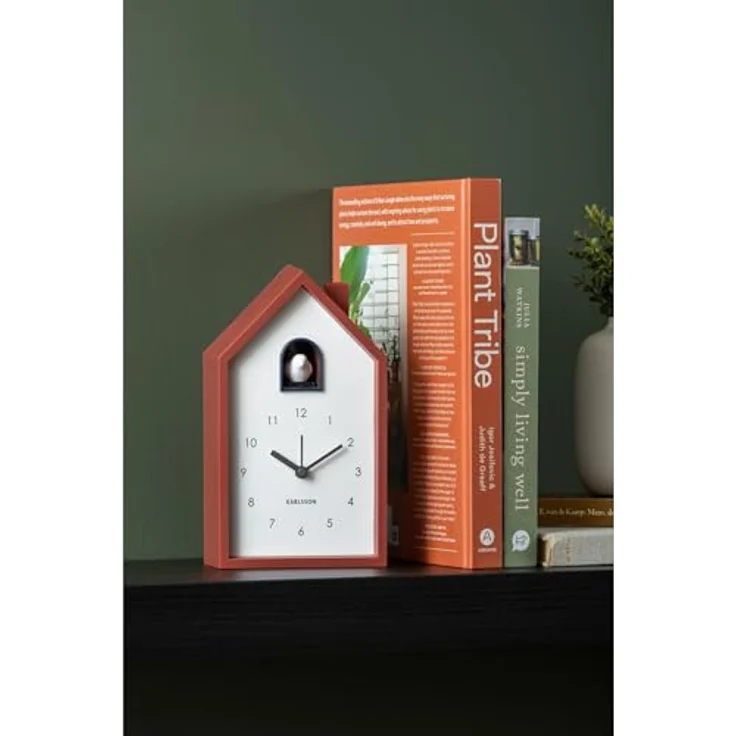 Karlsson Modern Cuckoo Wecker, analog, rot, 12x6x20cm, Rechteck, Thermoplast für Schlafzimmer – Bild 3
