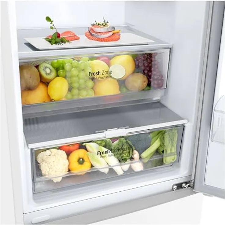 LG GBP62SWNAC, Klasse A, 384 L, Kühl-/ Gefrierkombination, Frische Features, Kühlschrank mit Gefrierfach und Innendisplay, DoorCooling+, LINEARCooling, 59,5 x 203 x 67,5 cm ꟷ Super White – Bild 4