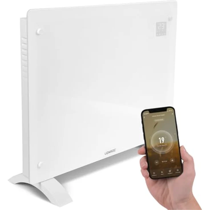 VONROC Elektroheizung, Konvektor-Heizung - Elektrische Heizung bis 24m2 - Mobiler Heizkörper LED Anzeige, leise, 2 Stufen 1000W & 2000W, Manuelle/App Steuerung - weiß – Bild 1