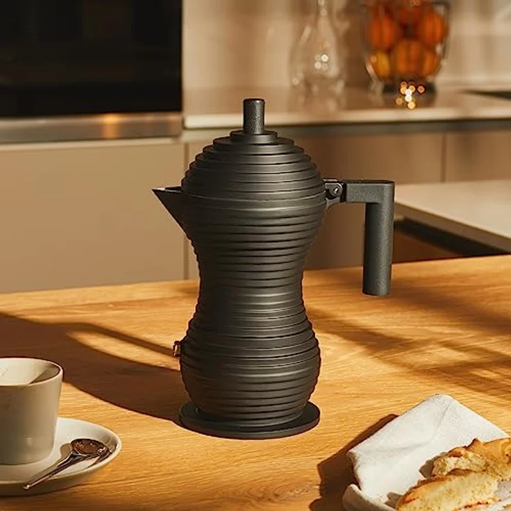 Alessi Pulcina, Espressokocher schwarz, 15 cl mit innovativem Wassersystem für volles Kaffeearoma – Bild 5
