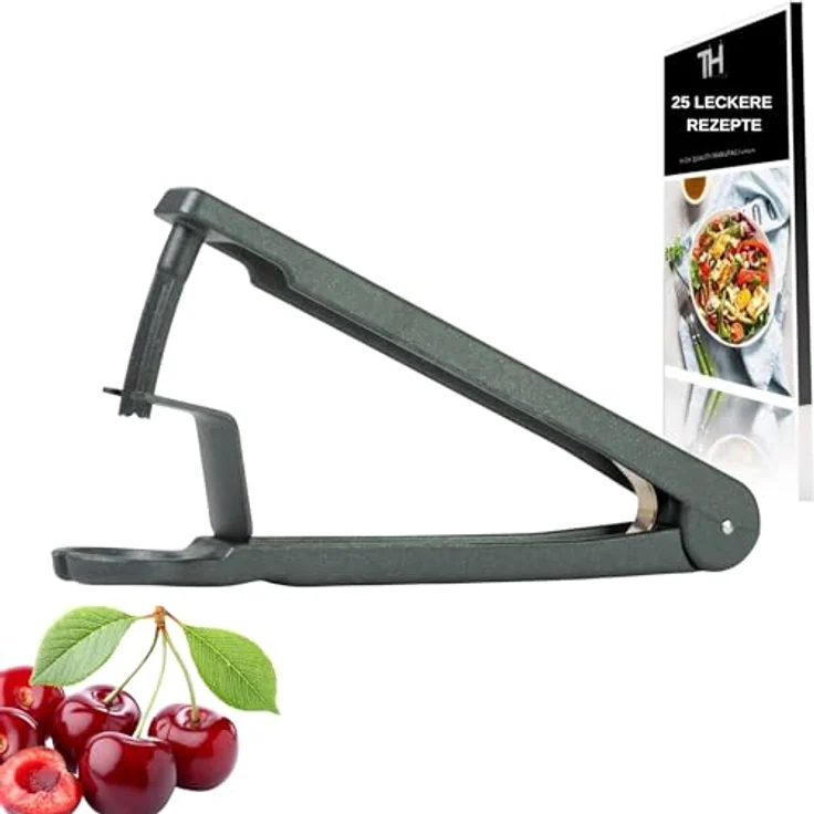Thiru Premium Kirschenentkerner, Edelstahl mit robusten Klingen, Made in Germany, inkl. E-Book mit 25 Rezepten, zerdrückt die Frucht nicht – Bild 1