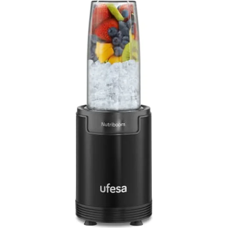 Ufesa BS2500 Nutriboom, Einzelbecher-Mixer mit 900 W, Edelstahlklingen, 6 Zubehörteilen, Schwarz – Bild 4